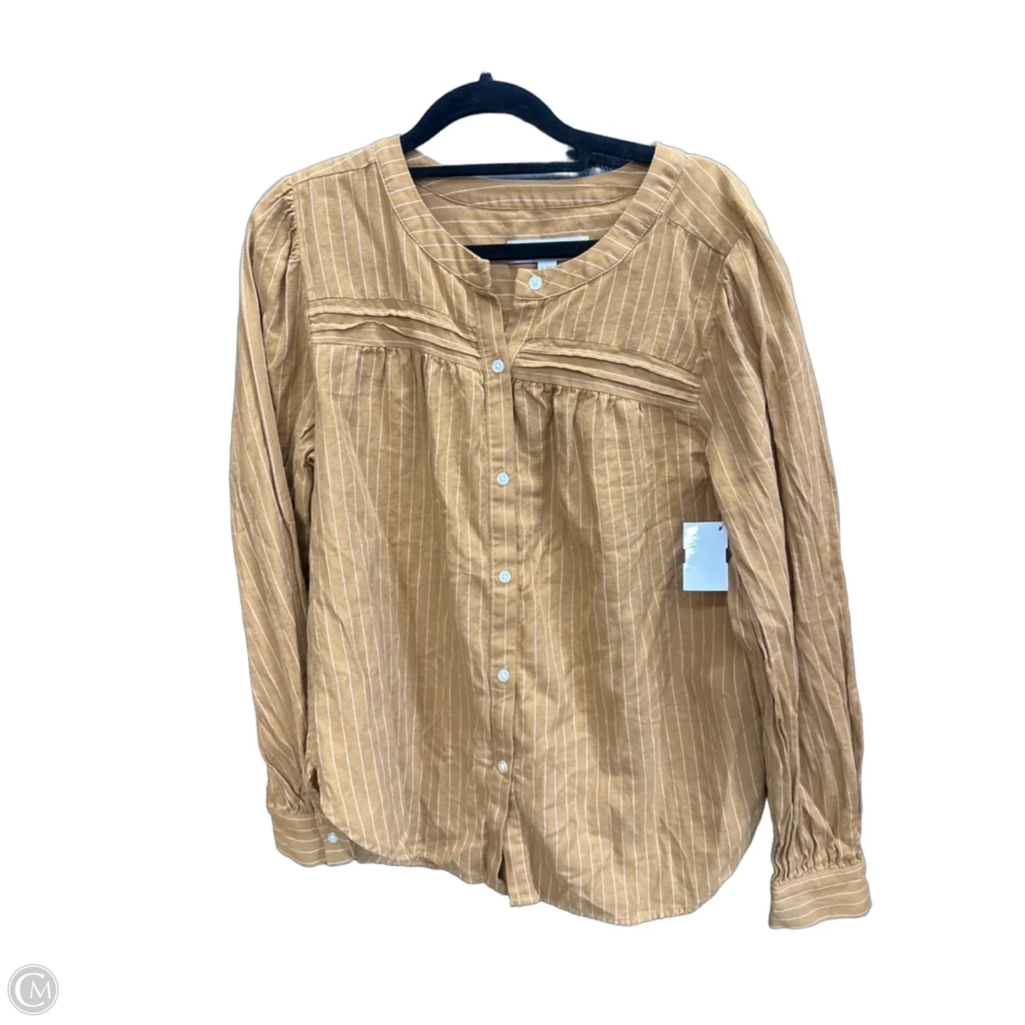 Top Long Sleeve By Loft In Orange & White, Size: M