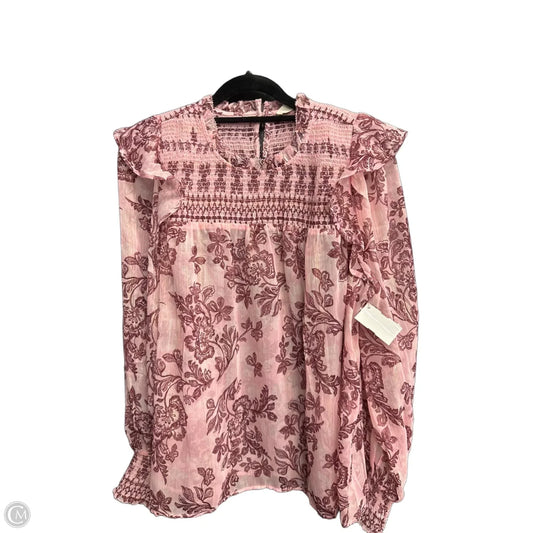 Blouse Long Sleeve By Loft In Pink & Purple, Size: Xlp