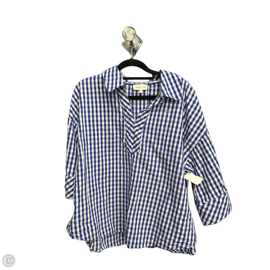 Blouse Short Sleeve By Entro In Plaid Pattern, Size: L