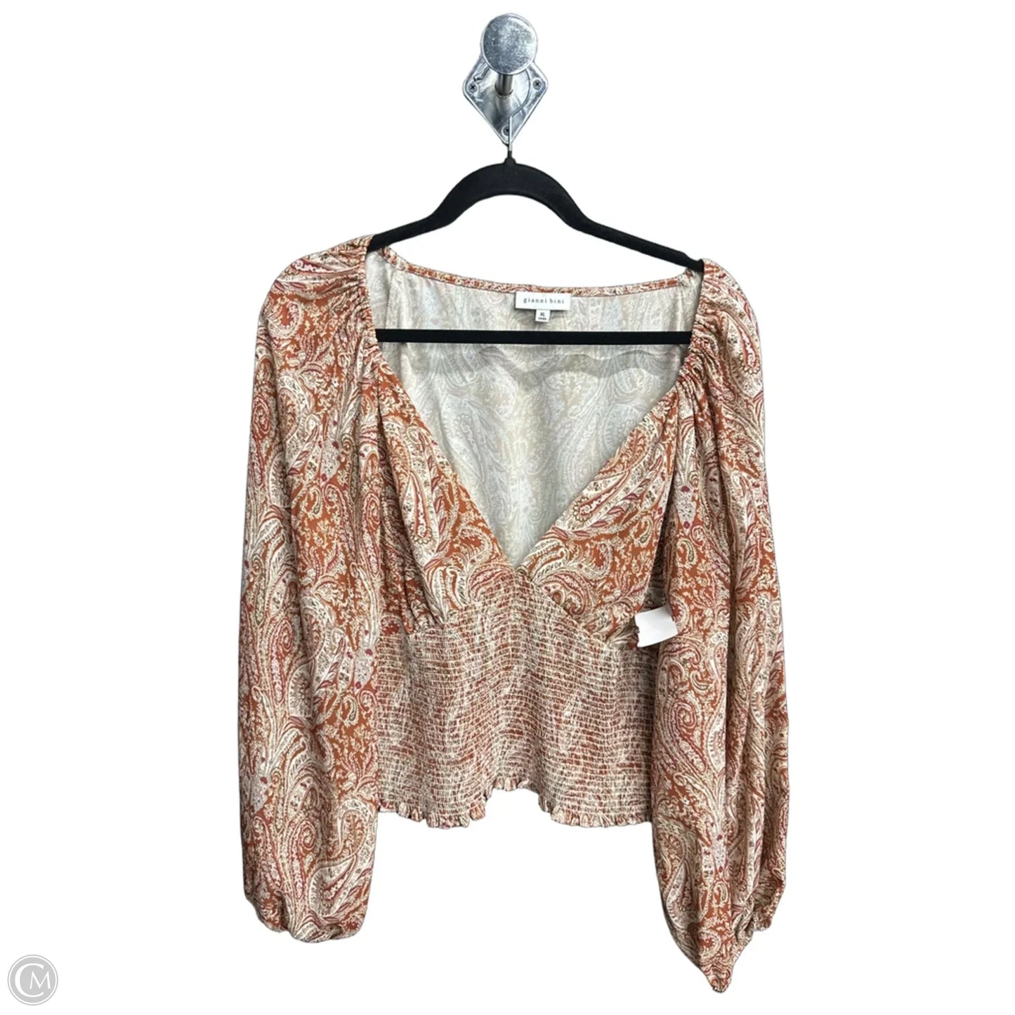Blouse Long Sleeve By Gianni Bini In Paisley Print, Size: Xl