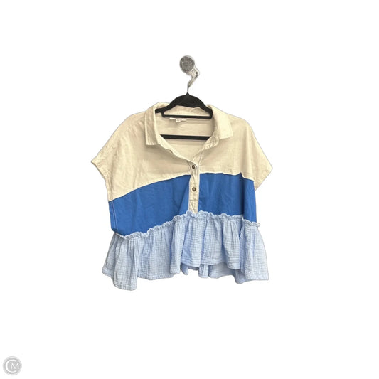 Blouse Sleeveless By Ee Some In Blue & White, Size: M
