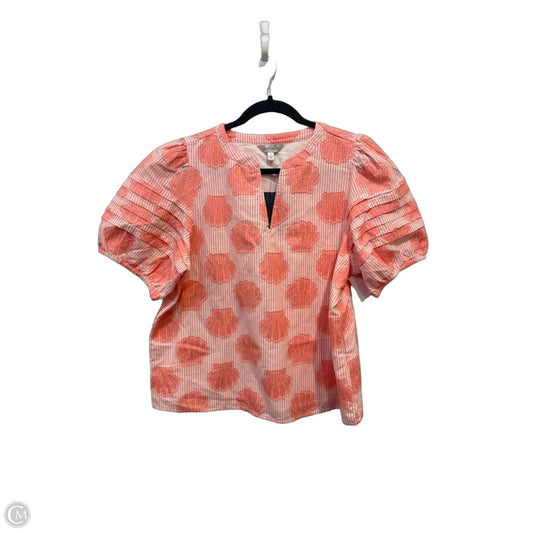 Blouse Short Sleeve By Crown And Ivy In Pink & White, Size: Lp