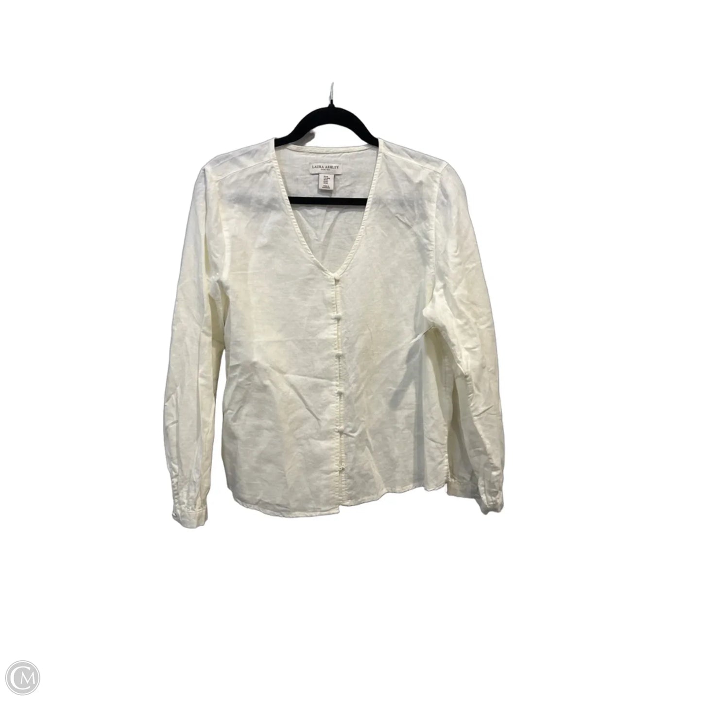Top Long Sleeve By Laura Ashley In Cream, Size: M