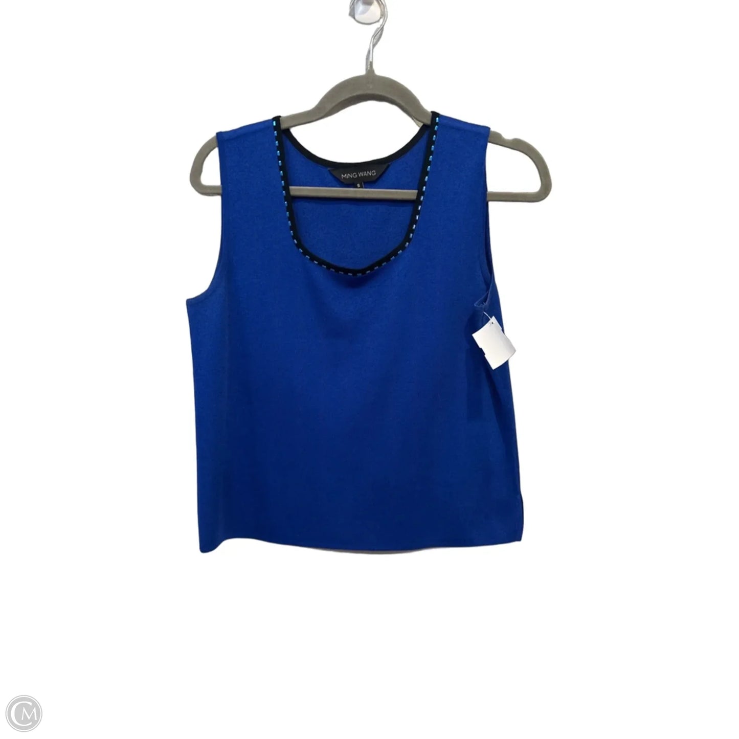 Top Sleeveless By Ming Wang In Black & Blue, Size: S