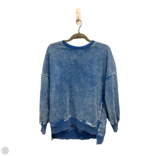 Sweatshirt Crewneck By Zenana In Blue, Size: M