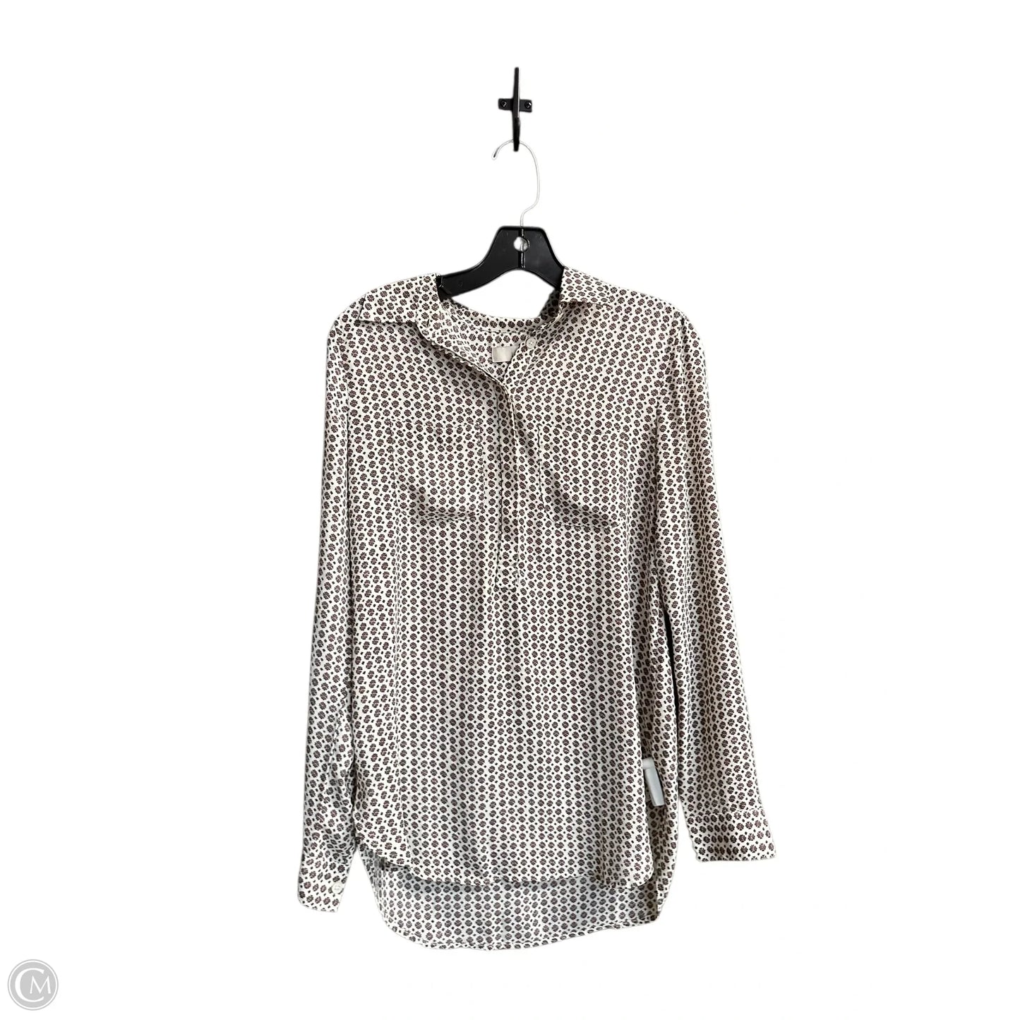 Top Long Sleeve By Loft In Brown & Cream, Size: Xs