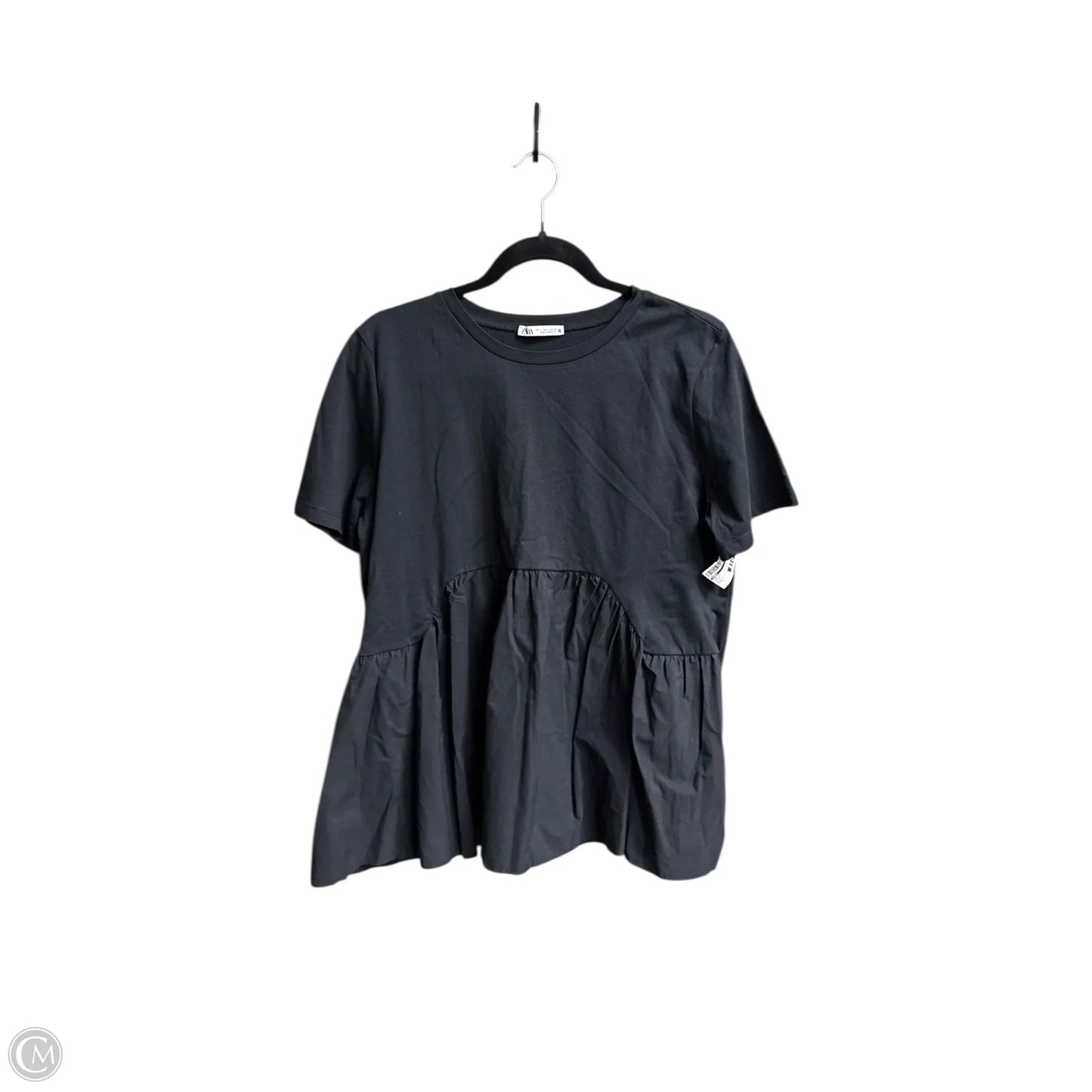 Top Short Sleeve By Zara In Black, Size: L