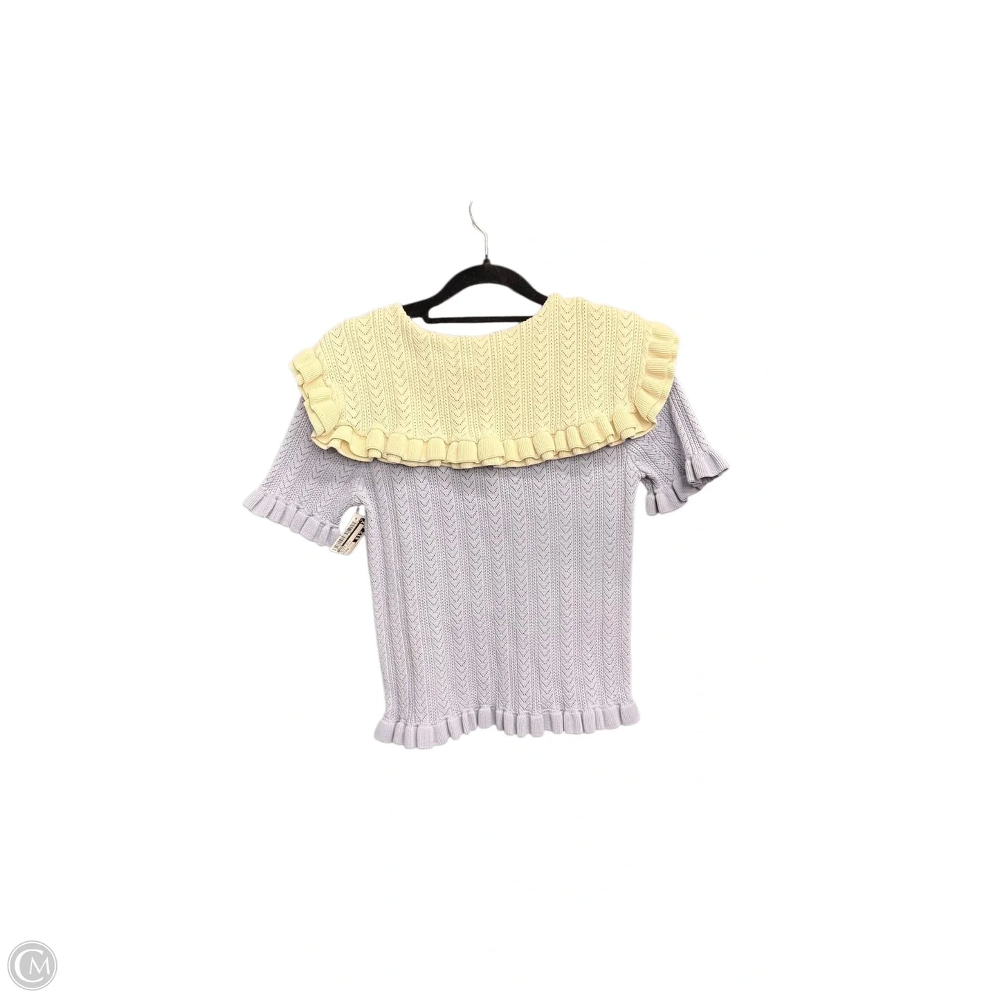 Blouse Short Sleeve By Zara In Blue & White, Size: M