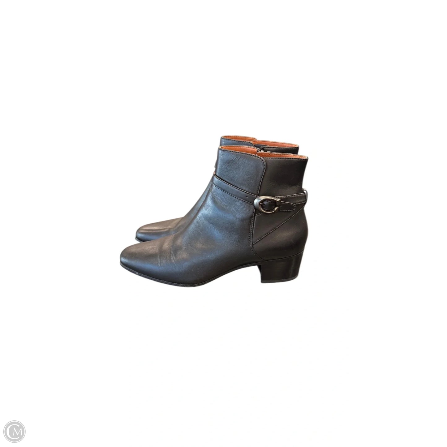 Boots Designer By Coach In Black & Silver, Size: 9.5