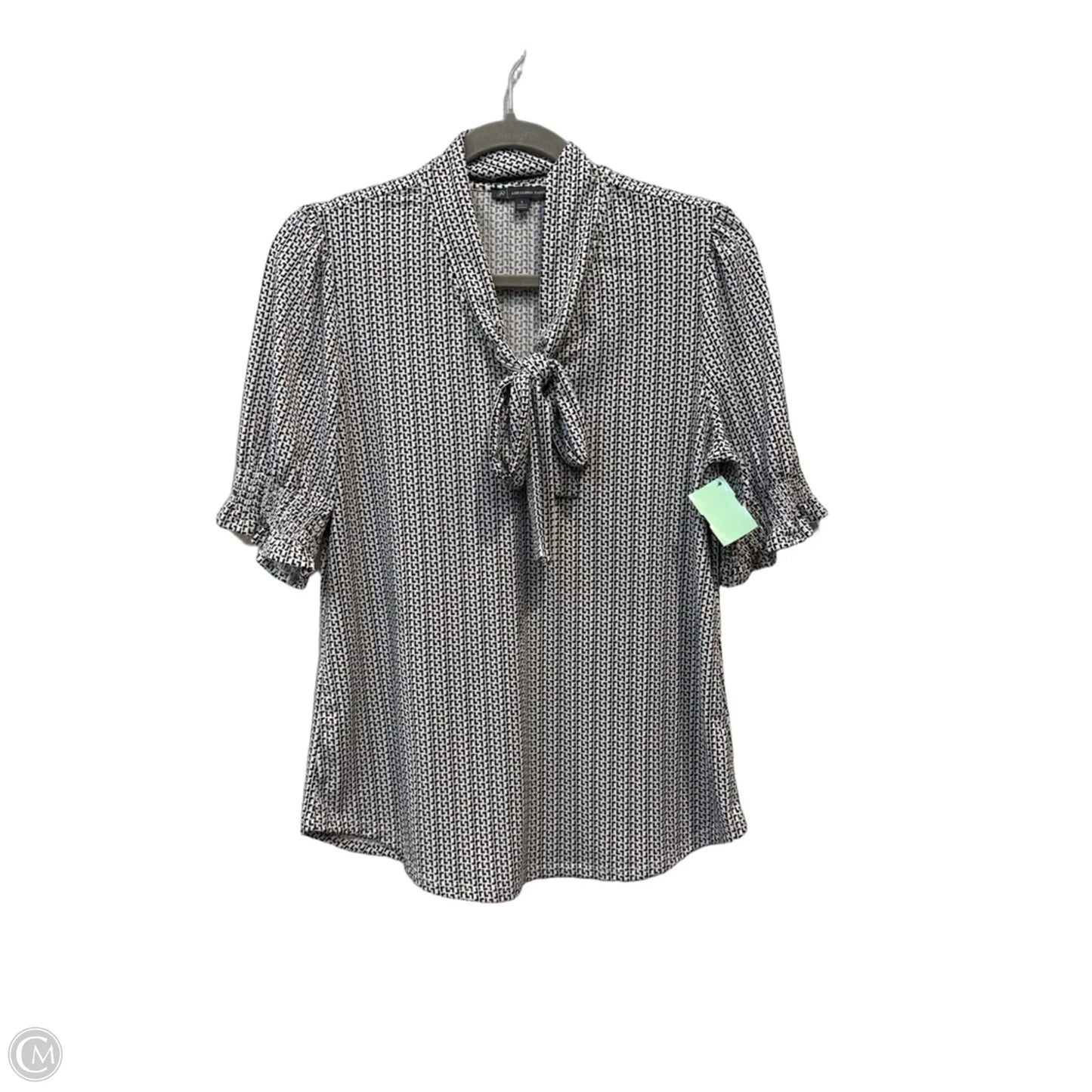Blouse Short Sleeve By Adrianna Papell In Black & White, Size: S