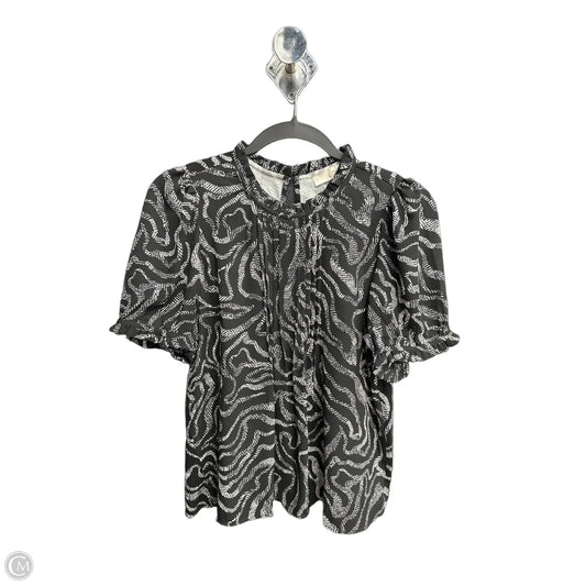 Blouse Short Sleeve By Loft In Black & White, Size: Xsp