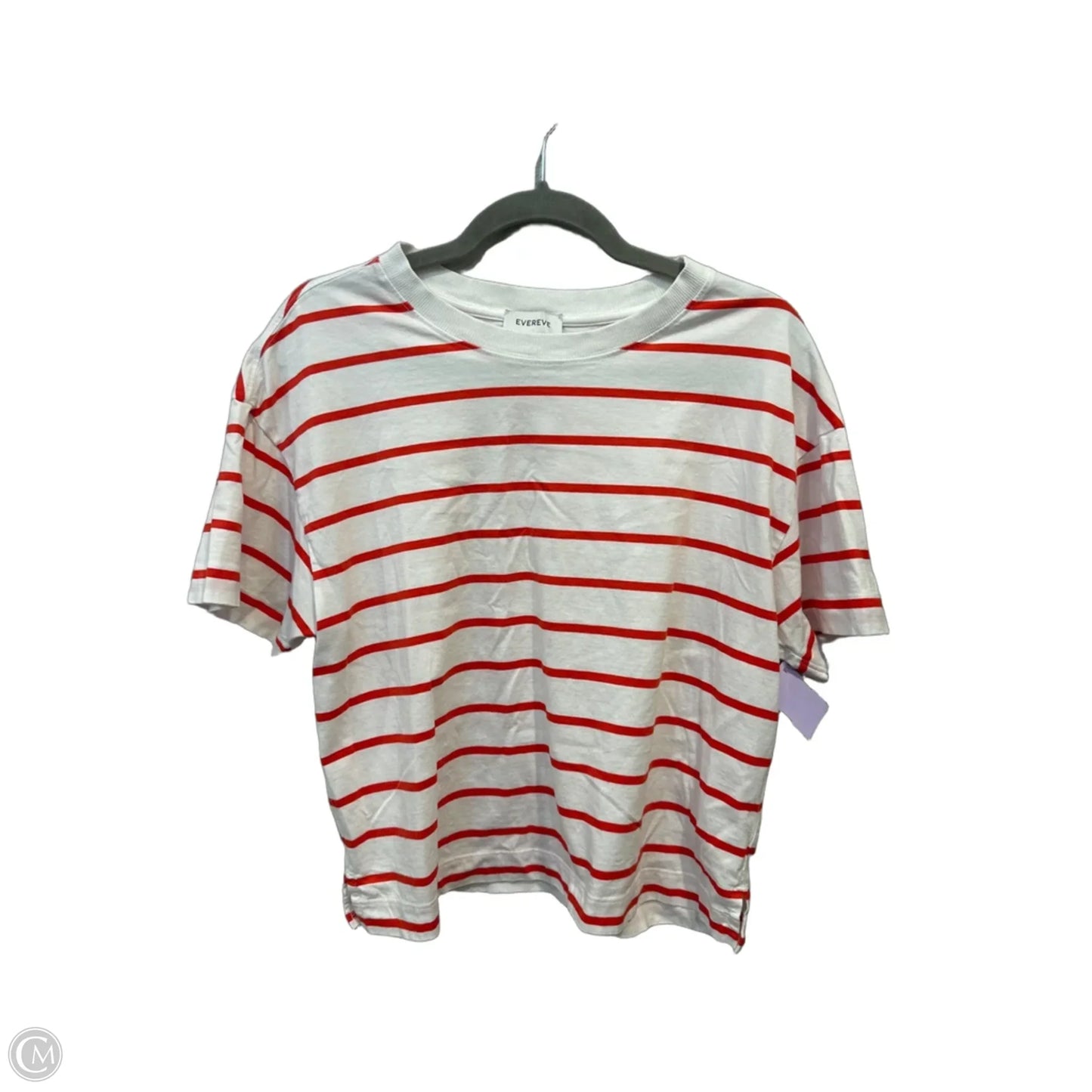Top Short Sleeve By Evereve In Striped Pattern, Size: M