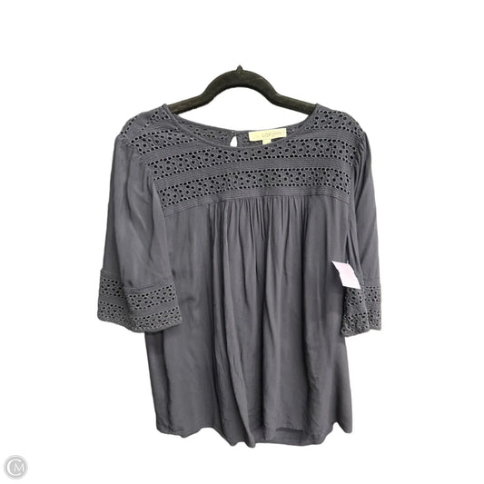 Top Short Sleeve By Loft In Navy, Size: M