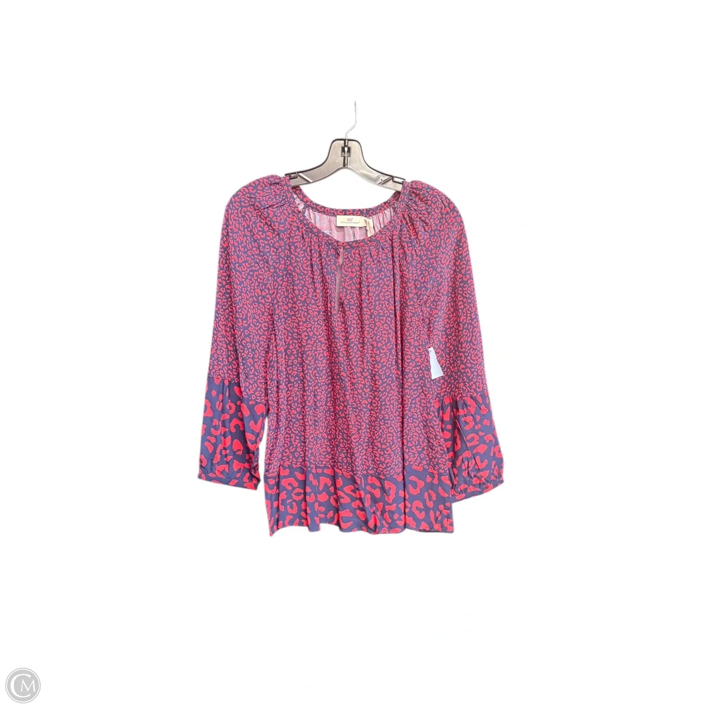 Top Long Sleeve By Vineyard Vines In Blue & Red, Size: L