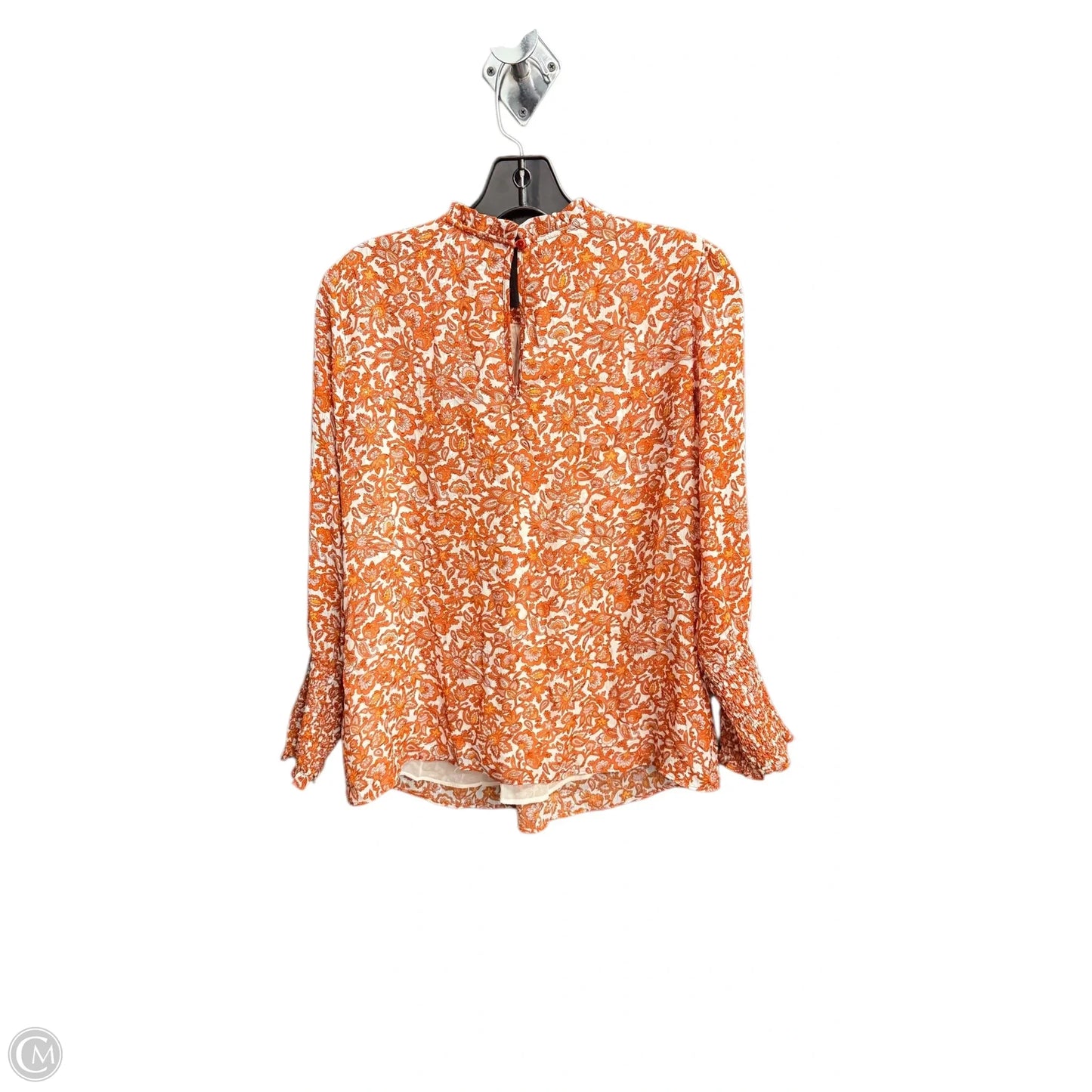 Top Long Sleeve By Maison Damelie In Orange & White, Size: S