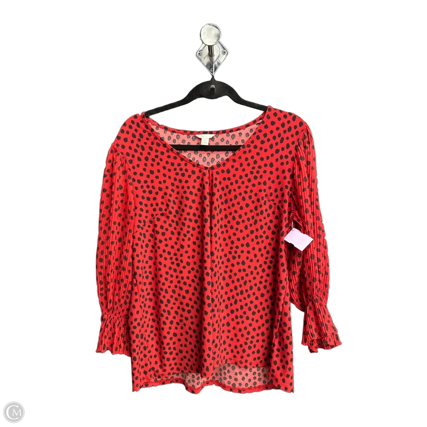 Top Long Sleeve By Cato In Polkadot Pattern, Size: M