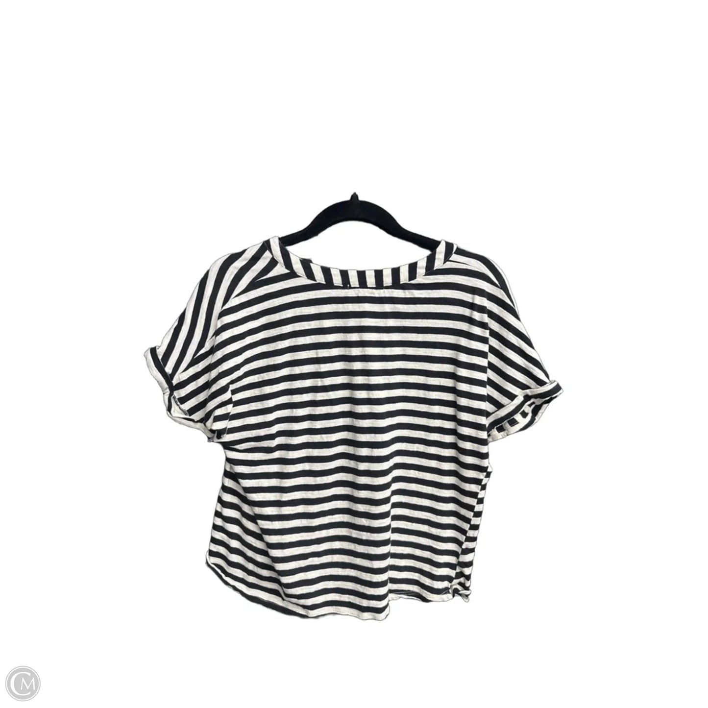 Top Short Sleeve By Notations In Striped Pattern, Size: M