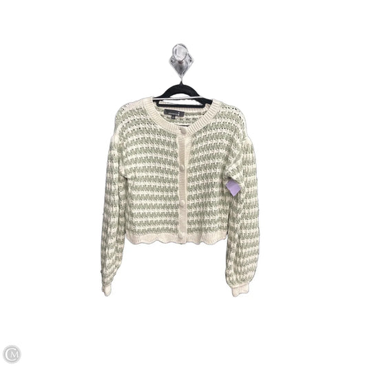 Cardigan By Clothes Mentor In Green & White, Size: S