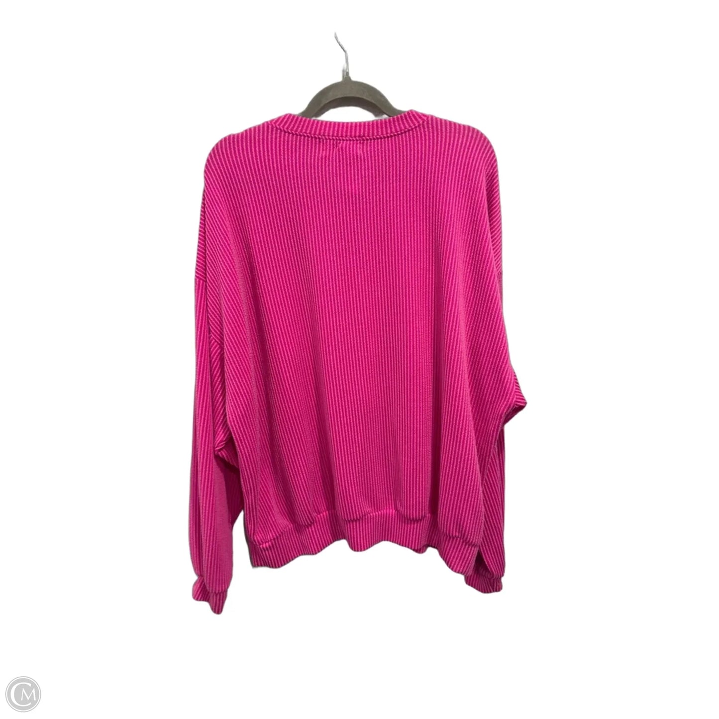 Top Long Sleeve By Bucketlist In Pink & White, Size: L