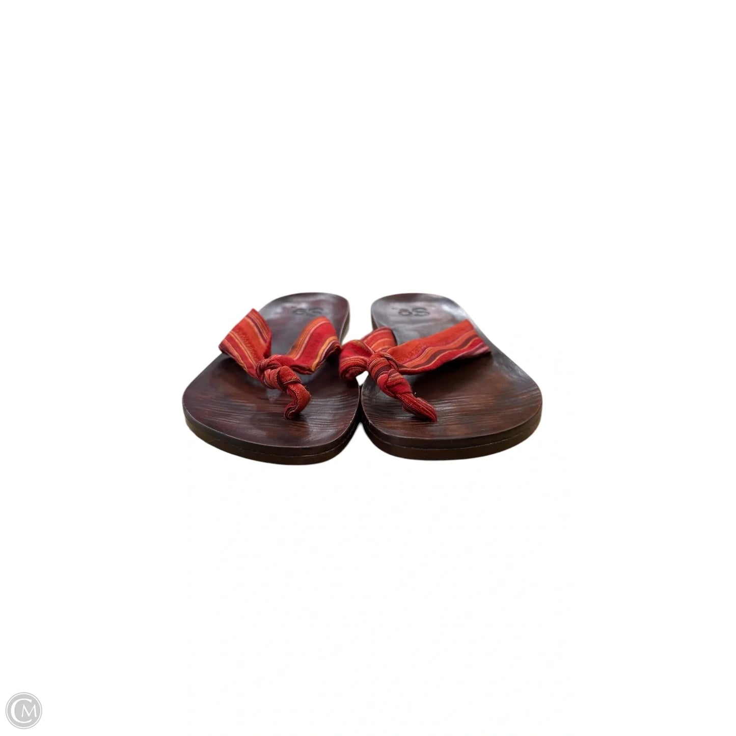 Sandals Flip Flops By So In Brown & Red, Size: 7