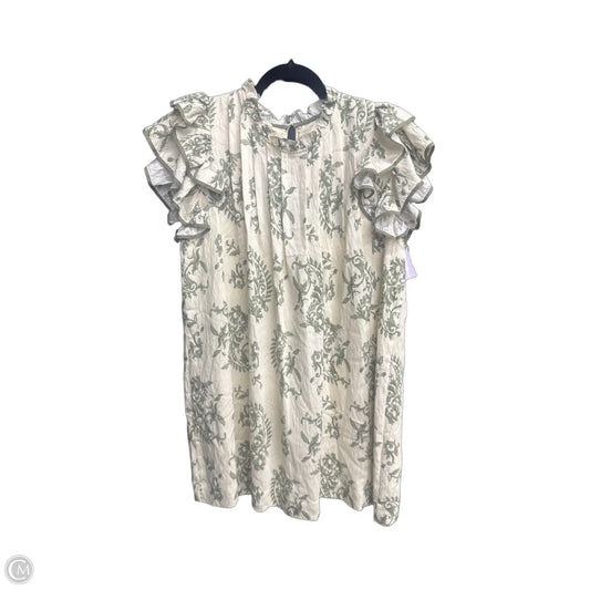 Dress Casual Short By Umgee In Cream & Green, Size: L