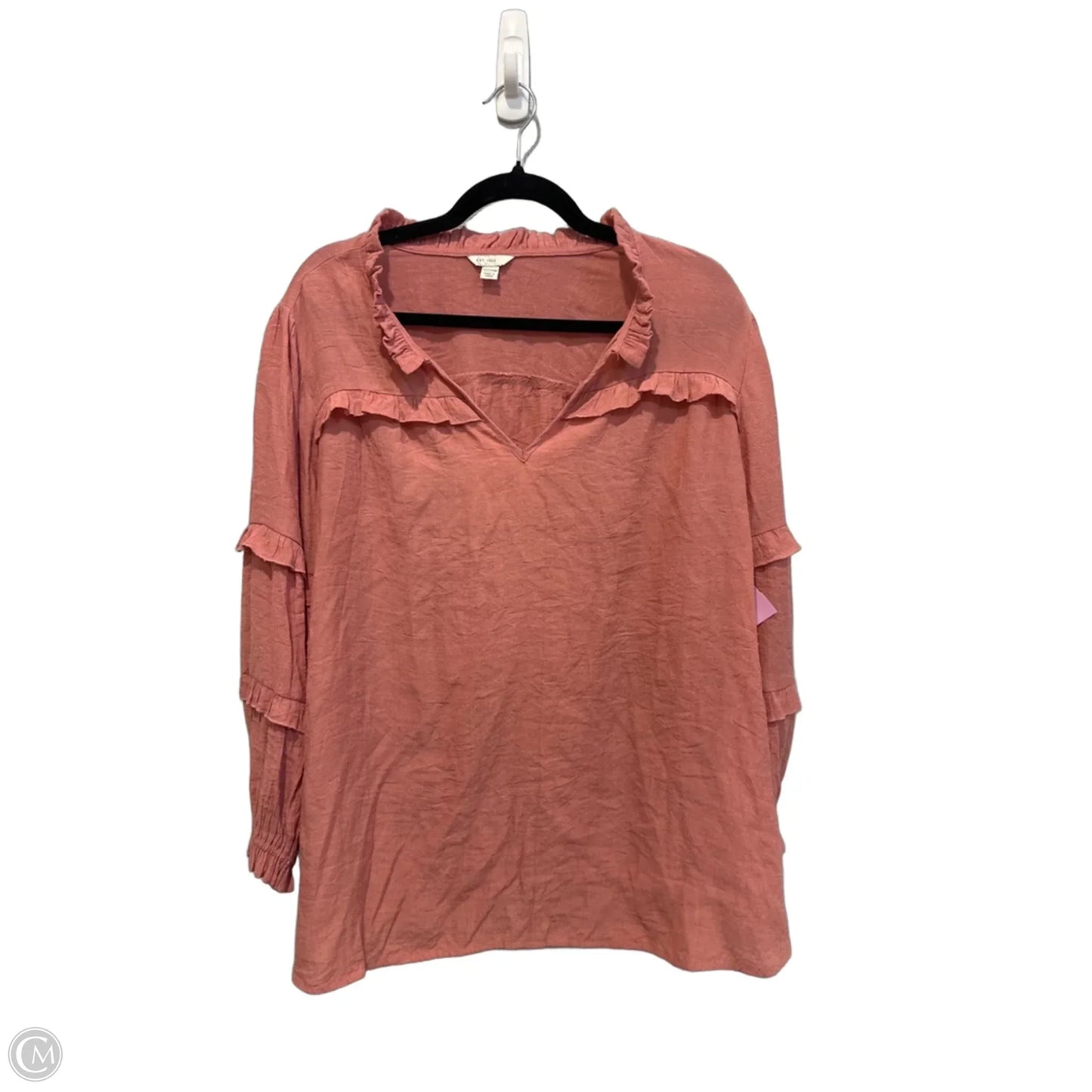 Top 3/4 Sleeve By Cato In Pink, Size: Xxl