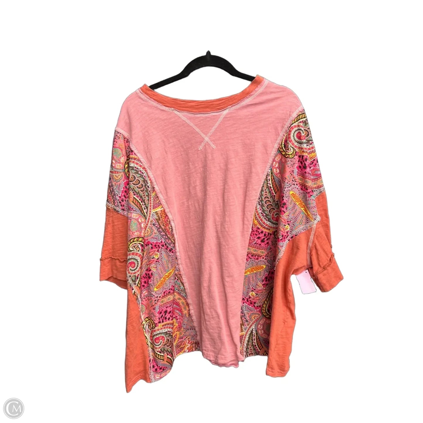 Top Short Sleeve By Shein In Orange & Pink, Size: 4x