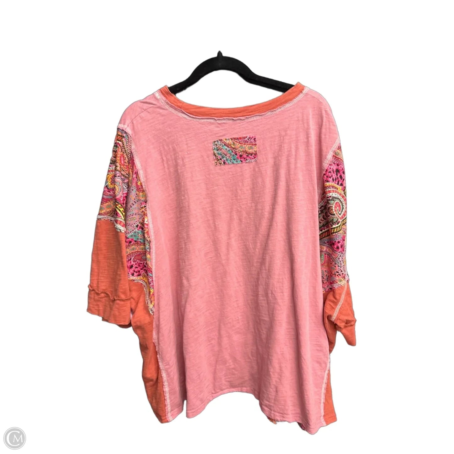 Top Short Sleeve By Shein In Orange & Pink, Size: 4x