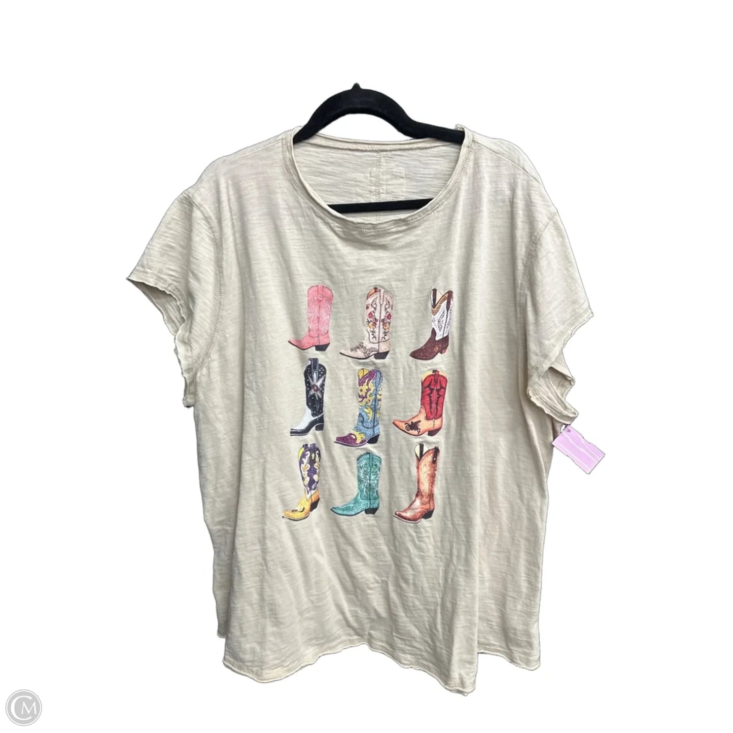 Top Short Sleeve By Shein In Beige, Size: 4x