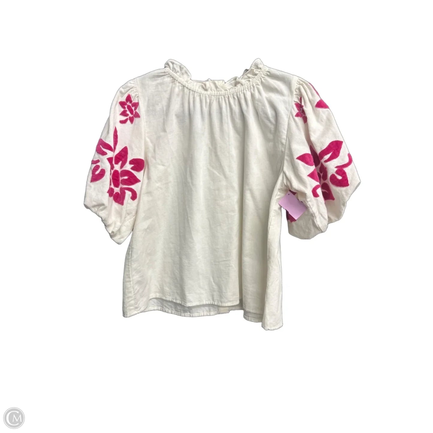 Top Short Sleeve By Thml In Cream & Pink, Size: Xs