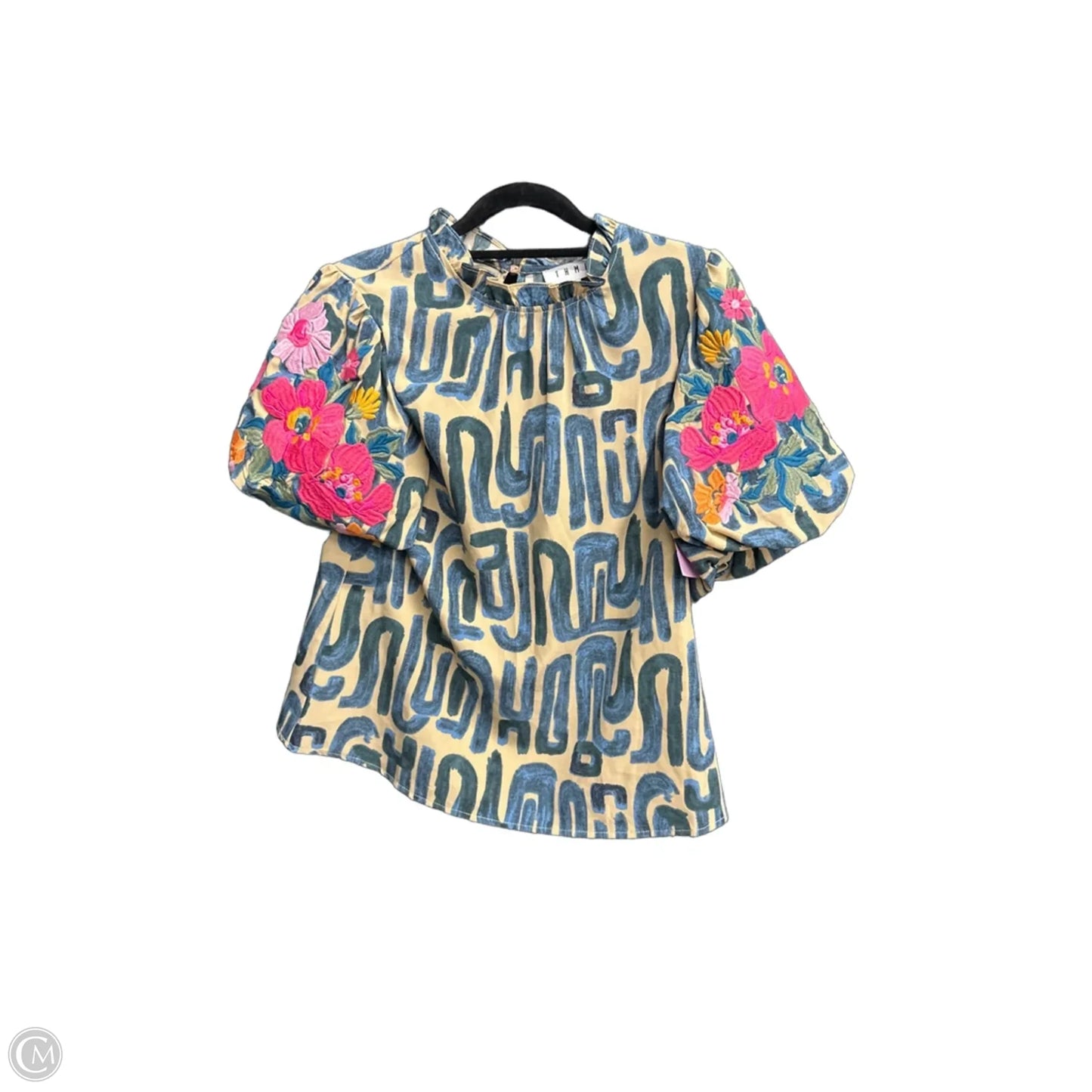 Top Short Sleeve By Thml In Blue & Brown, Size: Xs