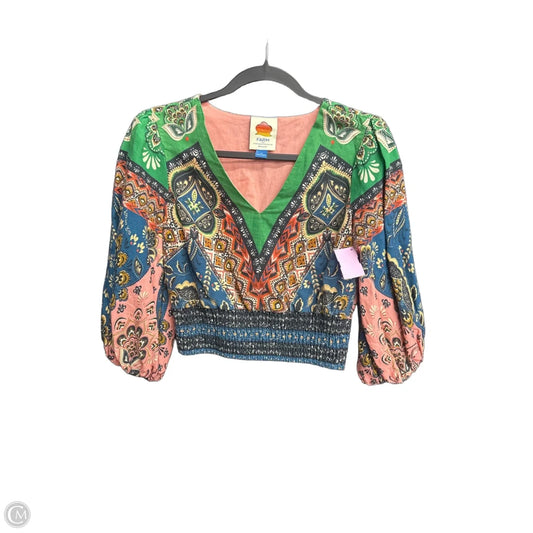 Top 3/4 Sleeve By Farm Rio In Multi-colored, Size: Xs