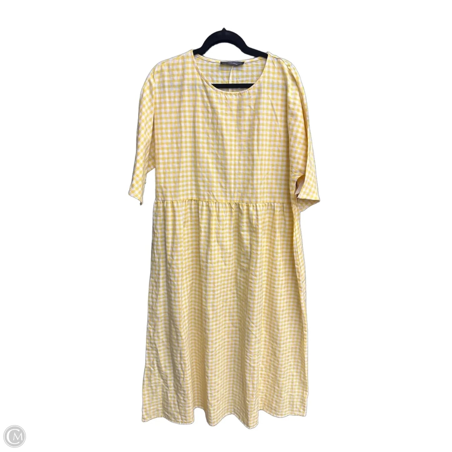 Dress Casual Maxi By Zanzea In White & Yellow, Size: 3x