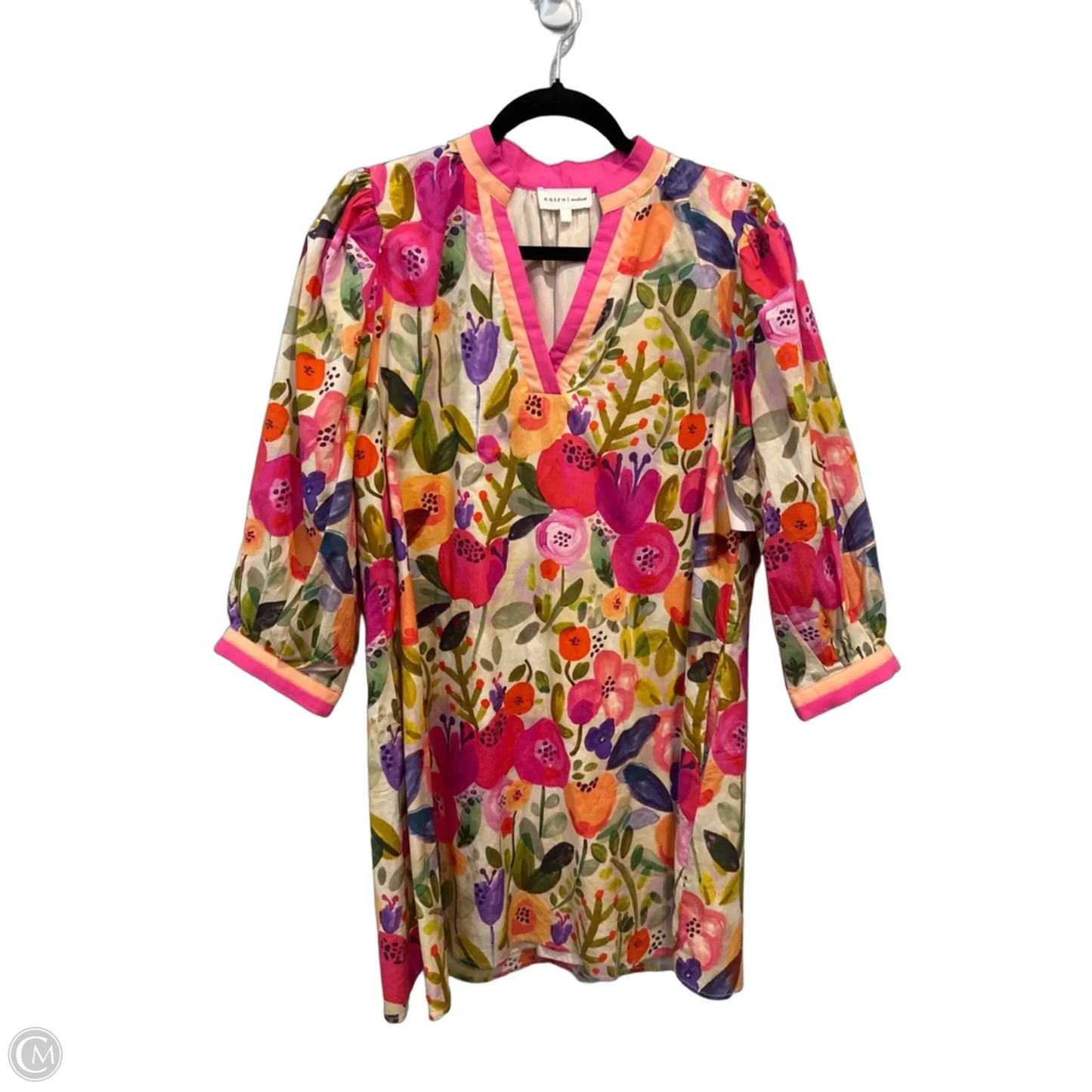 Dress Casual Short By Entro In Cream & Pink, Size: M