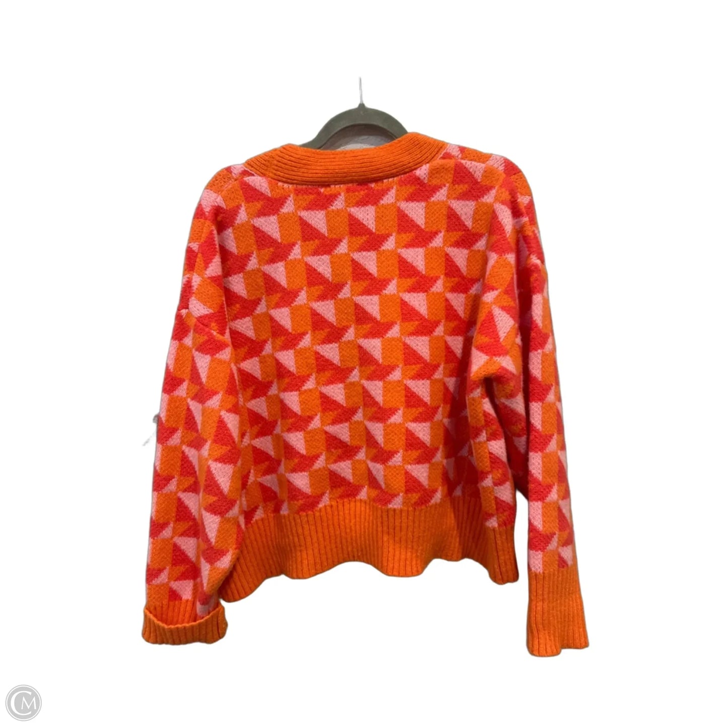 Sweater Cardigan By Geegee In Orange & Pink, Size: L