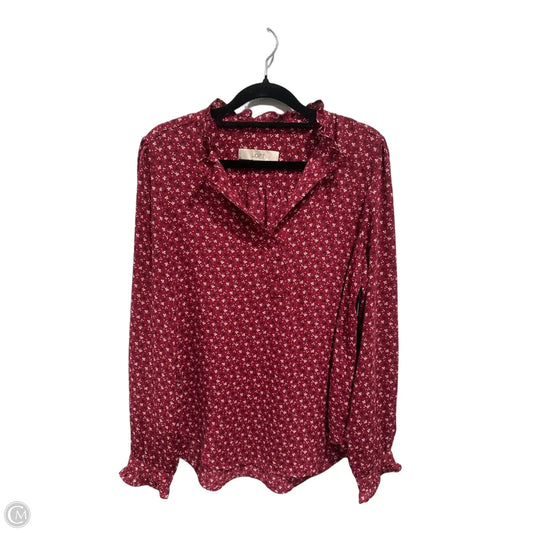 Top Long Sleeve By Loft In Red & White, Size: S