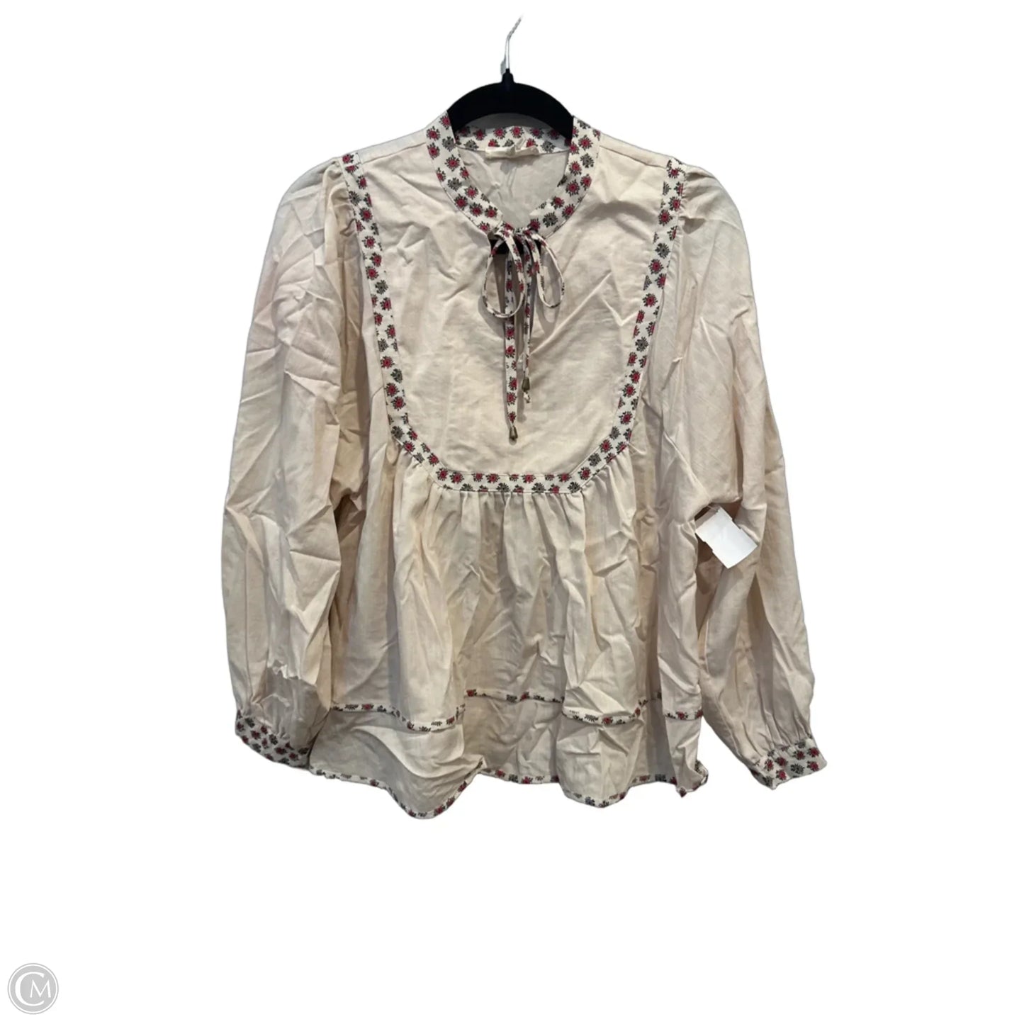 Top Long Sleeve By Entro In Beige, Size: M