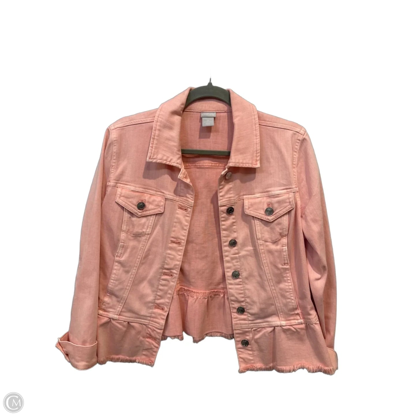 Jacket Denim By Chicos In Pink, Size: M