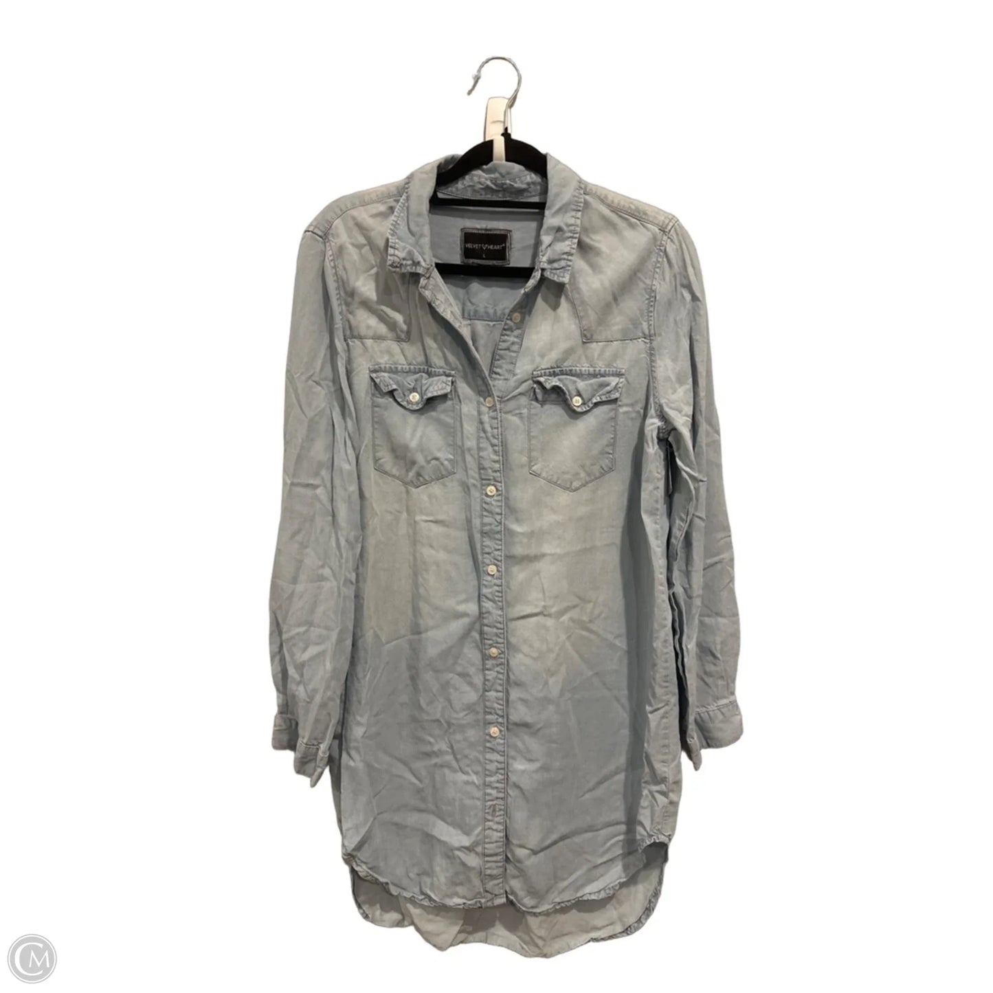 Tunic Long Sleeve By Velvet Heart In Blue Denim, Size: L