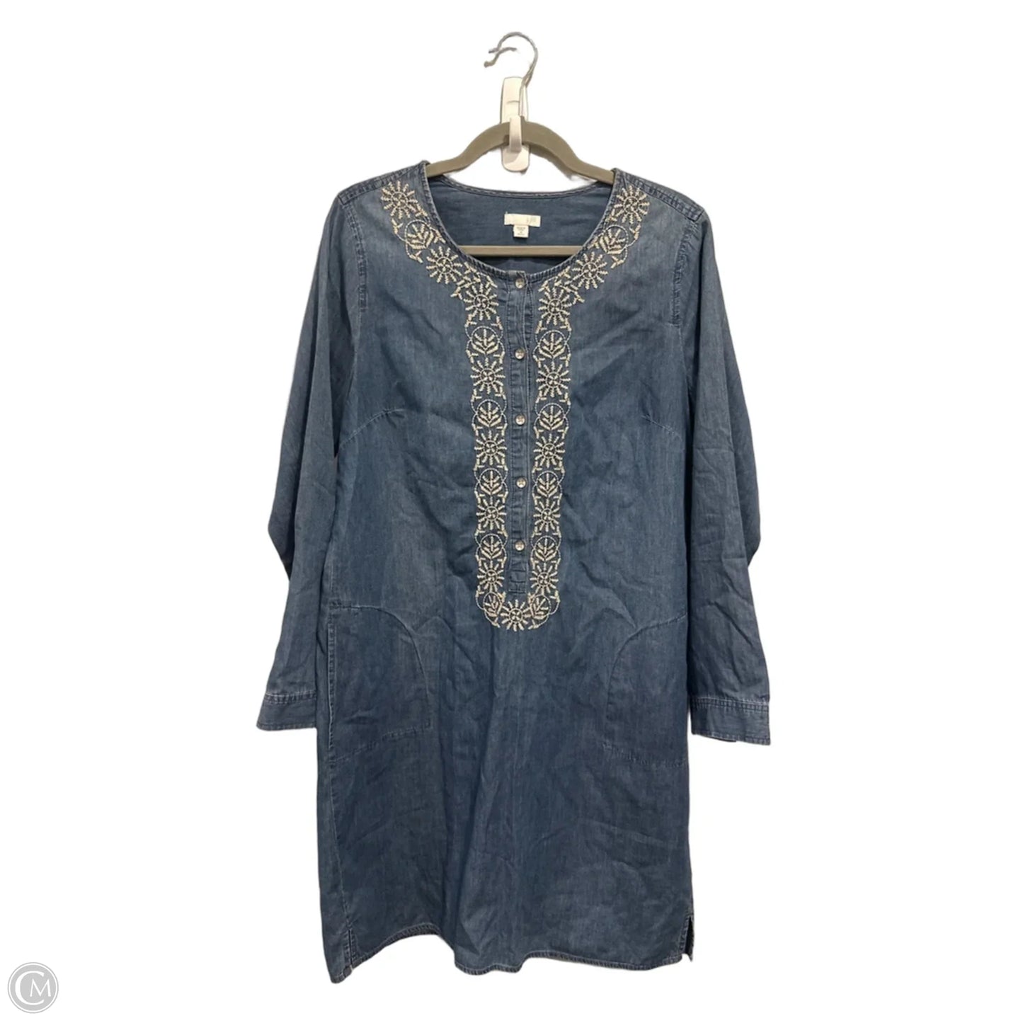 Dress Casual Midi By J. Jill In Blue Denim, Size: M
