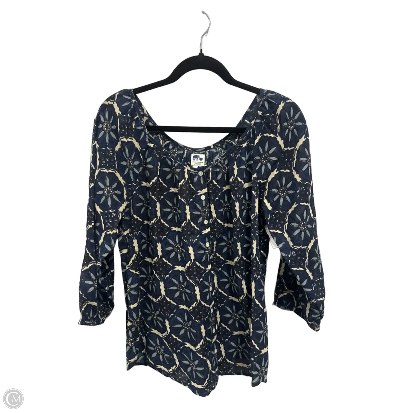 Top Long Sleeve By Clothes Mentor In Blue & Cream, Size: M