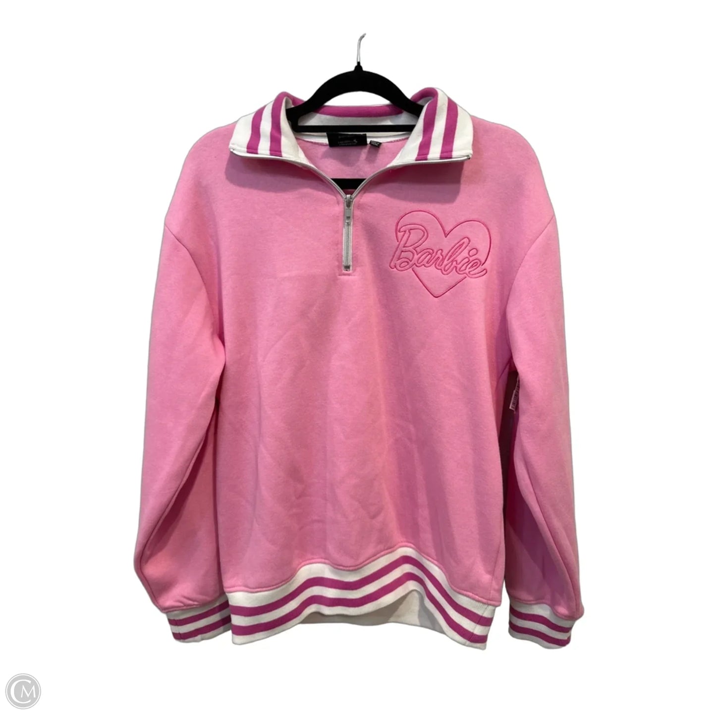 Sweatshirt Collar By Clothes Mentor In Pink & White, Size: S