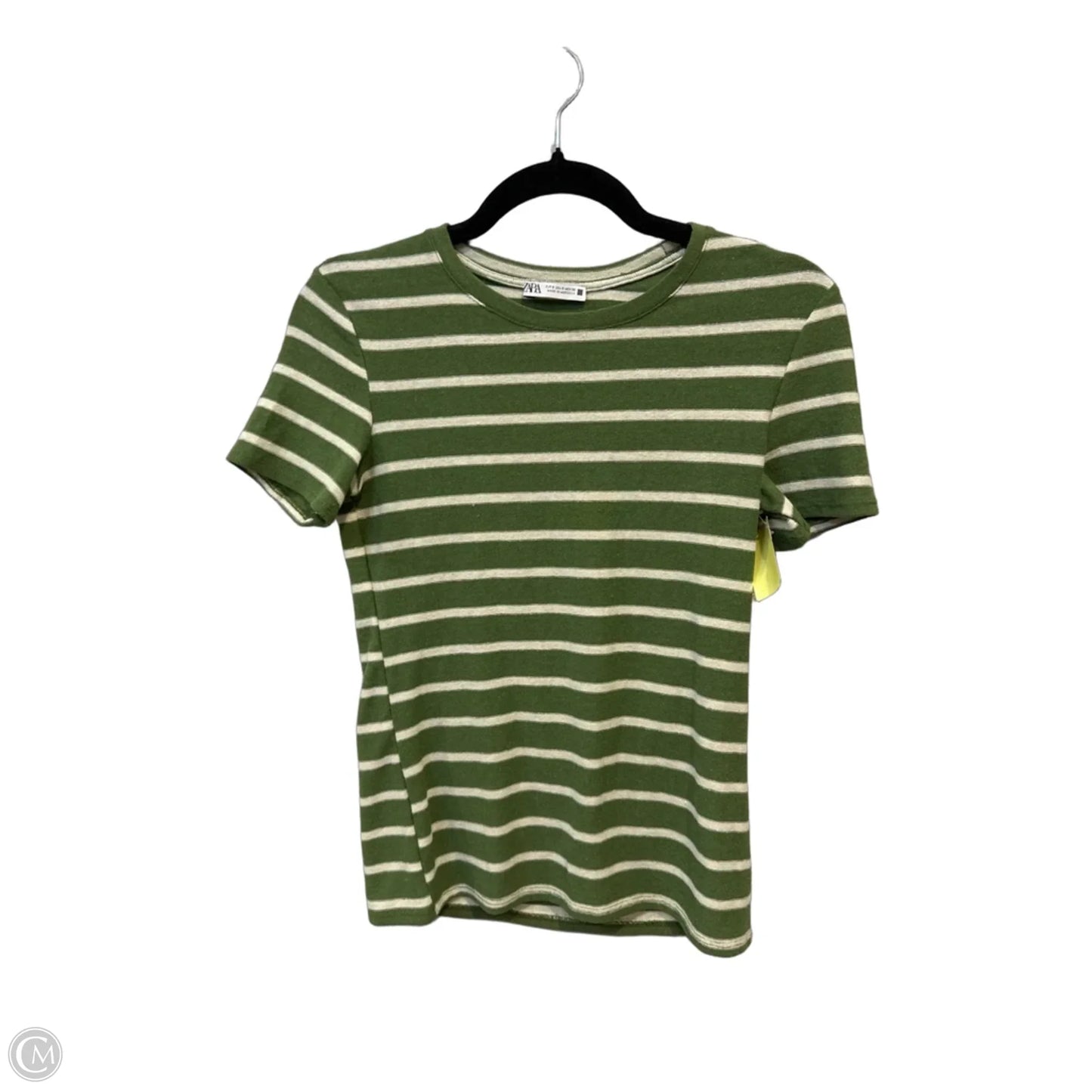 Top Short Sleeve By Zara In Striped Pattern, Size: S