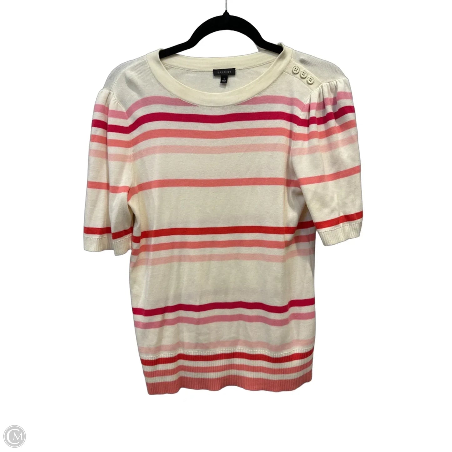 Top Short Sleeve By Talbots In Striped Pattern, Size: S