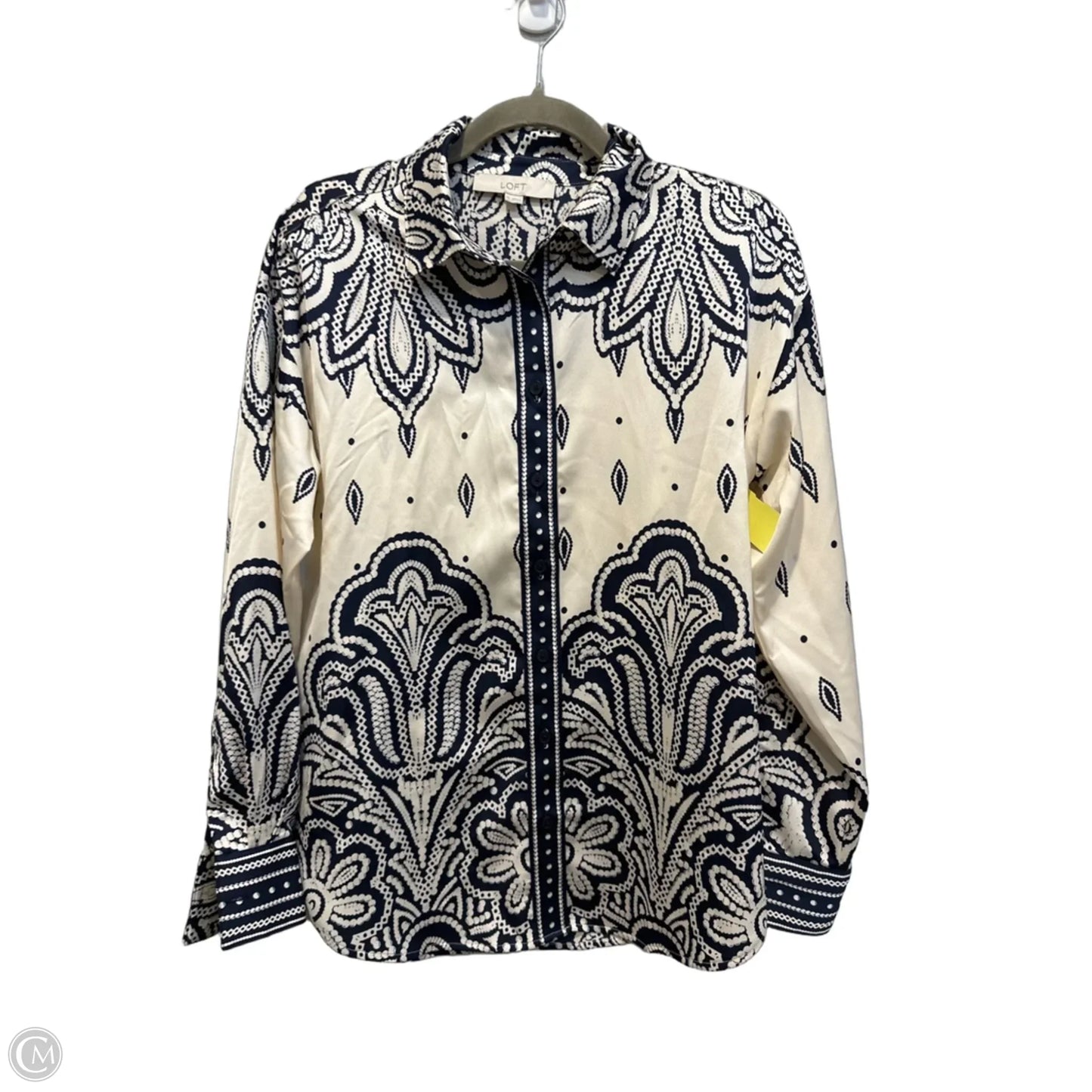 Top Long Sleeve By Loft In Blue & Cream, Size: Xs
