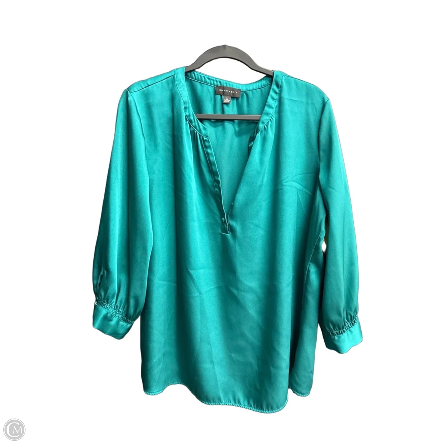Top Long Sleeve By Investments In Green, Size: L