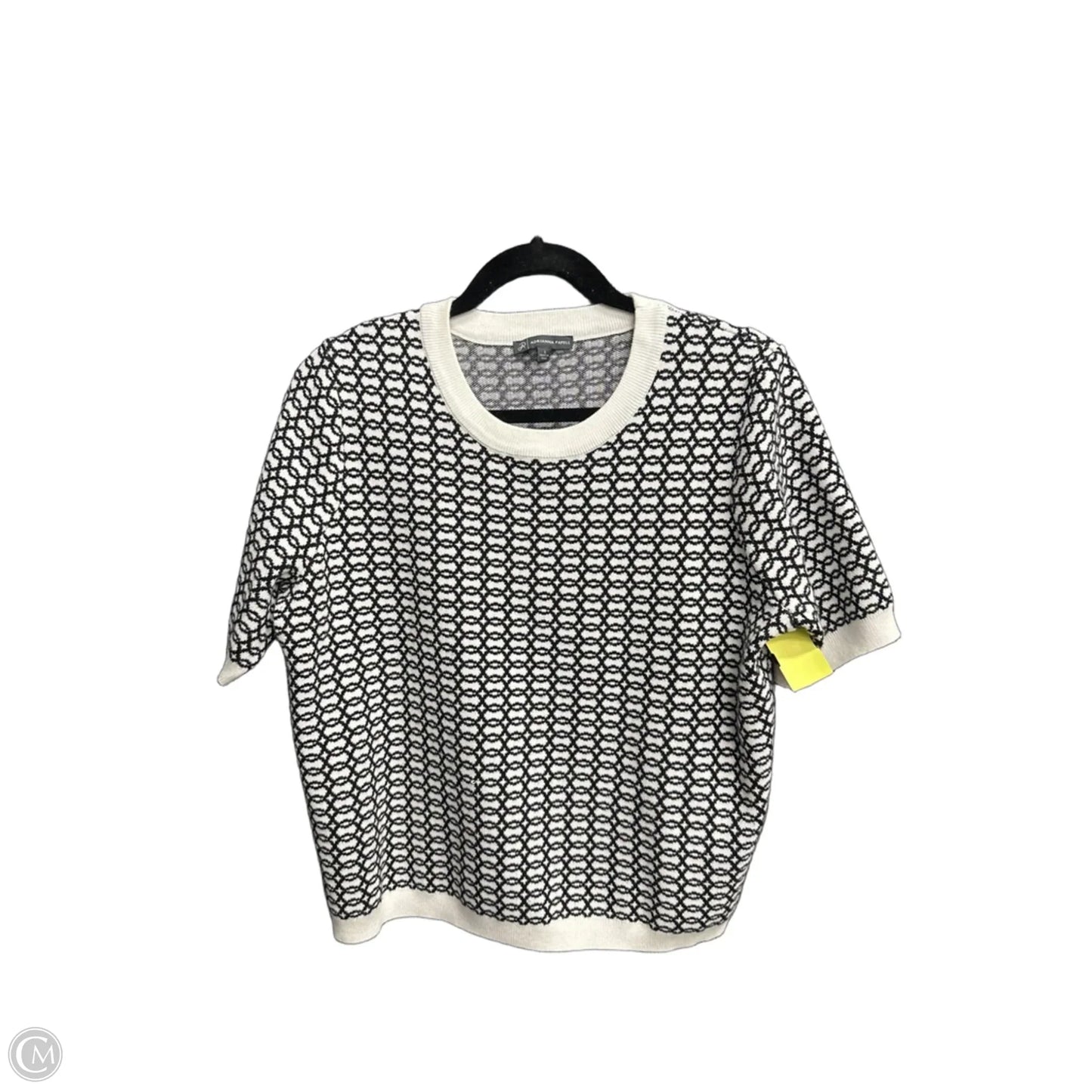 Sweater Short Sleeve By Adrianna Papell In Black & White, Size: L