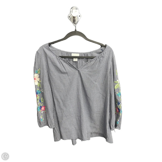 Top Long Sleeve By Liz Claiborne In Checkered Pattern, Size: M