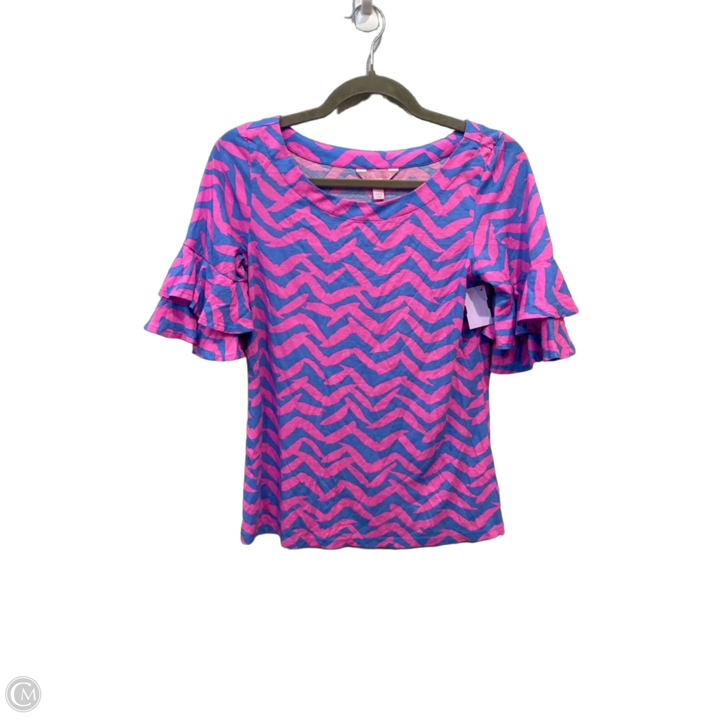 Top Short Sleeve Designer By Lilly Pulitzer In Blue & Purple, Size: Xs