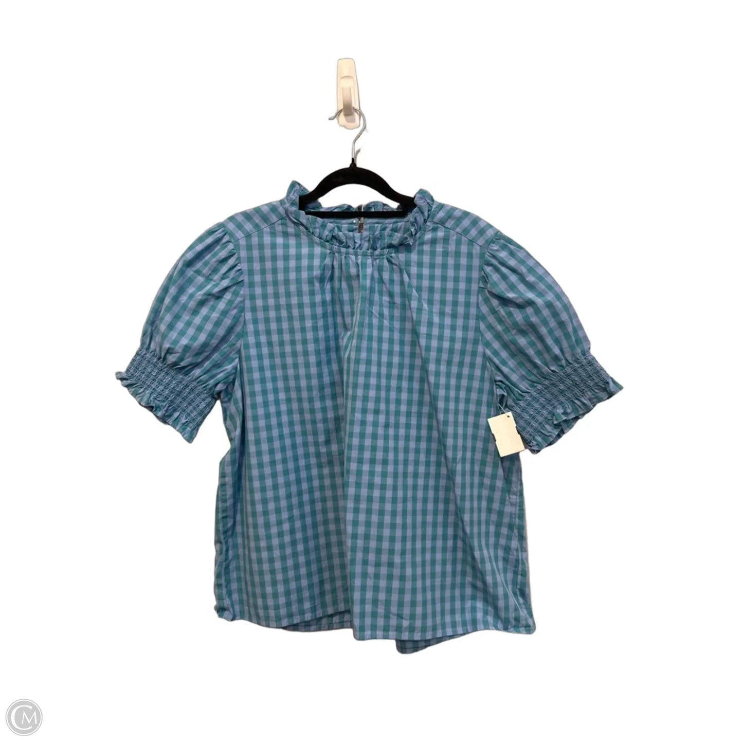 Top Short Sleeve By J. Crew In Plaid Pattern, Size: L